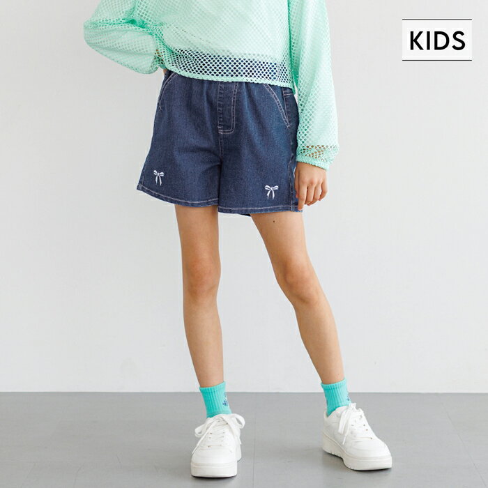 デニム刺繍ショートパンツ キッズ メール便不可 coca コカのサムネイル