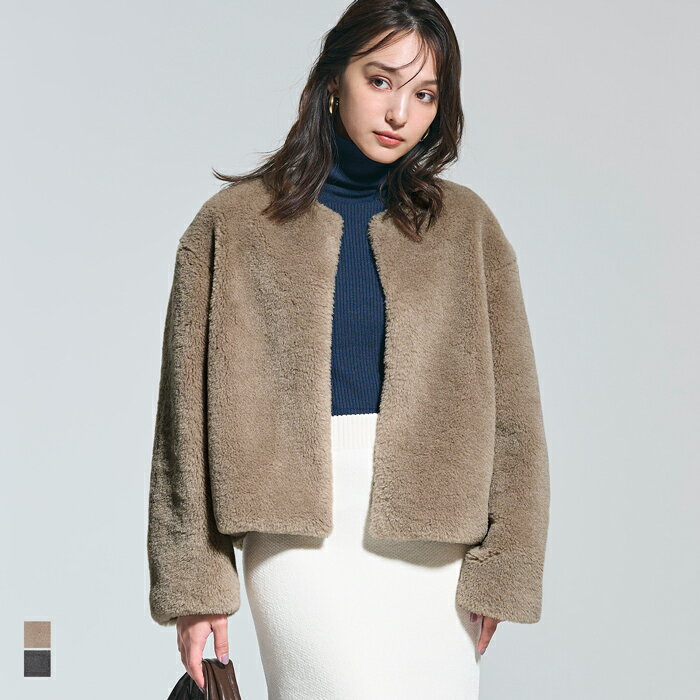 ウォッシャブル フェイクファーノーカラーブルゾン レディース 送料無料/メール便不可 coca コカのサムネイル