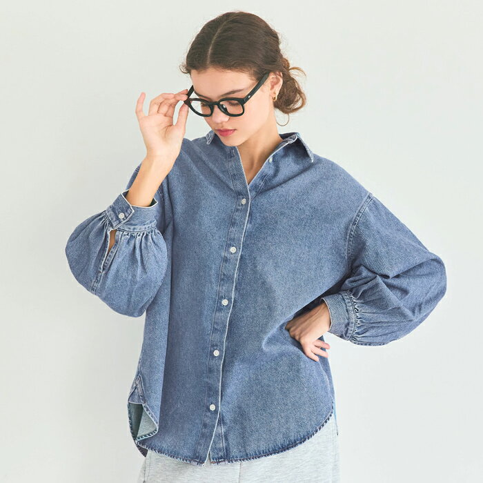 ボリュームスリーブデニムシャツ レディース メール便不可 coca コカのサムネイル