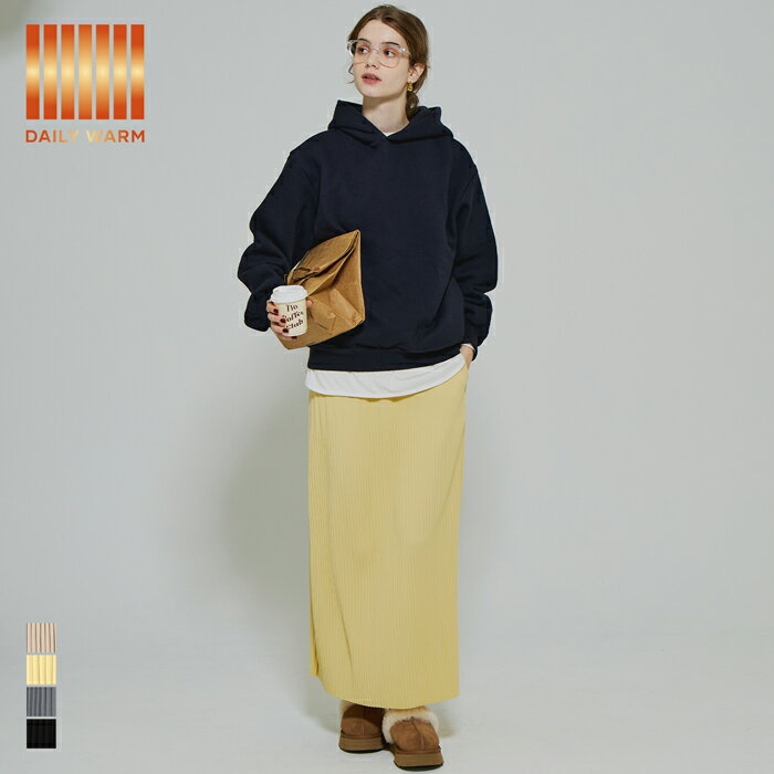 【DAILY WARM】裏起毛ランダムリブロングIラインスカート レディース メール便不可 coca コカ