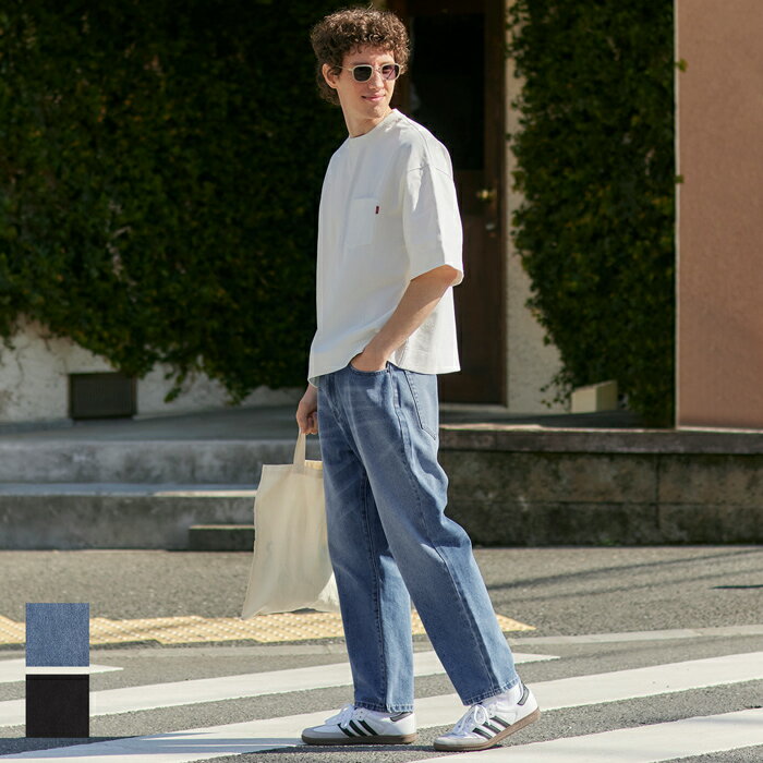 デニムパンツ メンズ ルーズパンツ ジーパン ジーンズ ウォッシュデニム フロントボタン ポケット ロング丈 無地 送料無料/メール便不可 24ss cocaのサムネイル