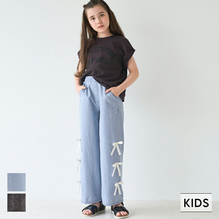 デニムサイドリボンパンツ キッズ メール便不可のサムネイル