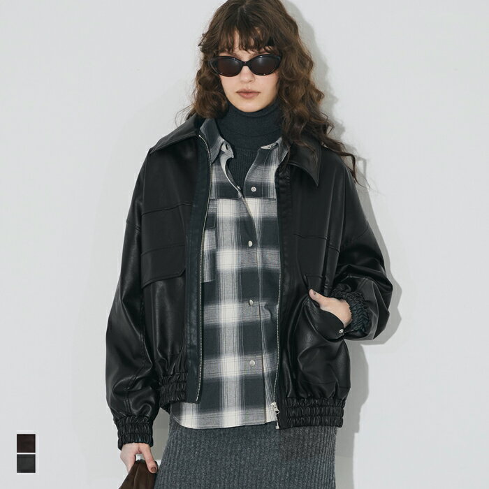 フェイクレザーオーバーサイズジャケット レディース メール便不可 coca コカのサムネイル