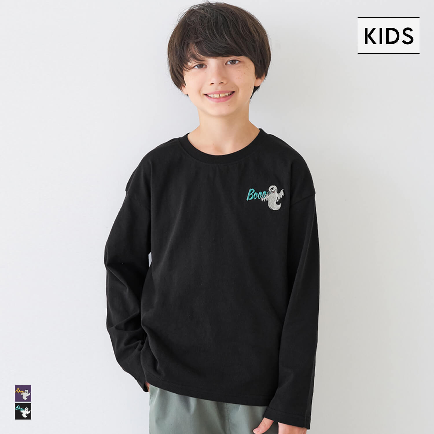 ゴースト刺繍長袖Tシャツ キッズ メール便不可 coca コカのサムネイル