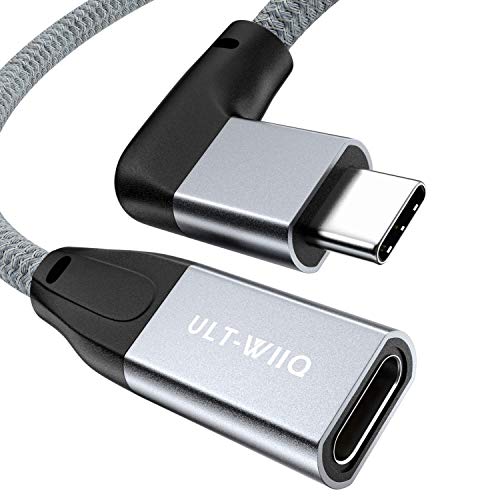 USB Type C 延長ケーブル 0.5m ULT-WIIQ L字直角90度 USB C 3.1 Gen2(10Gbps) オスからメスへ usb-c変換アダプタ 高速データ転送/5A