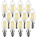LEDフィラメント電球 LEDシャンデリア燭台電球 E12口金 led e12電球色 4.5W(白熱電球40W相当) 2700K 電球色 470lm 広配光タイプ 長寿命 12個パック 非調光