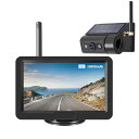バックカメラモニターセット ワイヤレス バックモニター 5インチ 充電式トラックカメラ ソーラーパネル内蔵 HD画質 2分割表示対応 デジタル信号 常時使用可能...