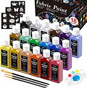 布用絵の具 18色セット 60ml 布絵の具 布描き絵の具 ウォッシャブル 洗っても落ちない ファブリックペイント ペイントブ