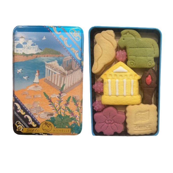 送料無料【ギリシャ・ブル― 缶】Sable MICHELLE(サブレミシェル)『ヴォヤージュサブレ ギリシャ』 東京土産 ギフト 手土産