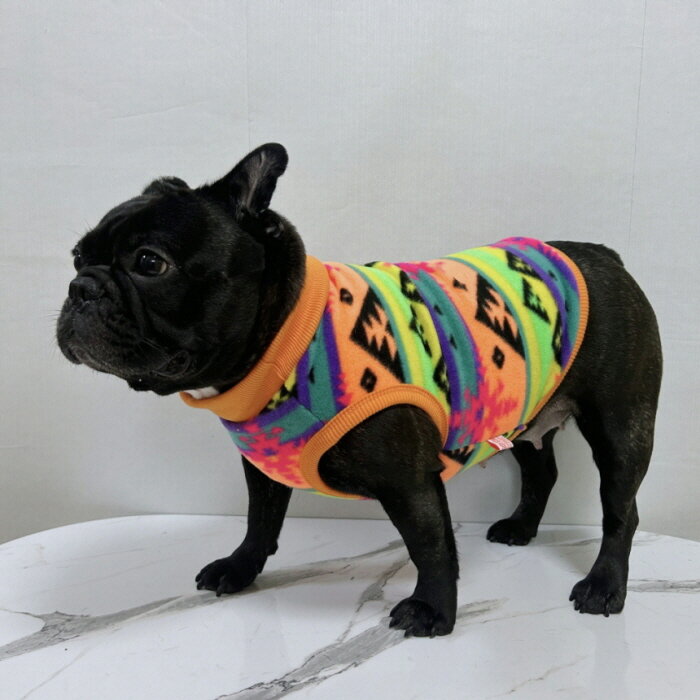 犬服 フレブル 服 フレンチブルドッグ L XL 2XL 3XL 4XL 5XL 迷彩柄 ネイティブ柄 フリース 柄 袖なし Tシャツ 冬 イングリッシュブルドッグ パグ ペット服 犬服 フレブル コカパパ
