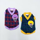 【doggystar ドッギースター】犬服 セールチェック柄 アフロ犬 Vネック Tシャツ cockerpapa 春 夏 秋 冬 Tシャツ ドッグ ウェア 犬 ...