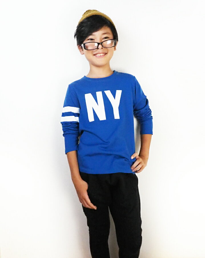 コッキー NEW YORK 長袖Tシャツ 男の子 110cm-160cm ホワイト/ブルー/ブラック 綿100％