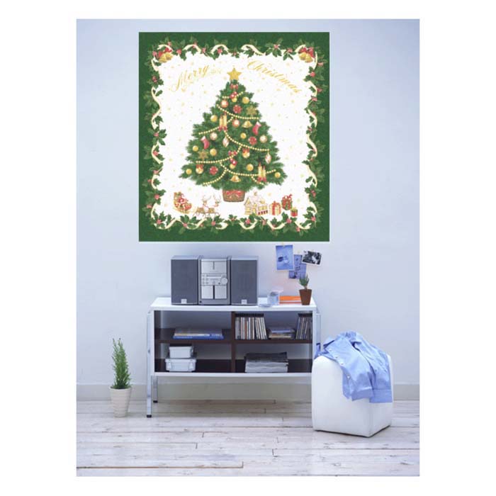 大きな布の　クリスマスツリー　　　パネル　壁掛け　タペストリー　インテリアに。タテ　約108cm 　×　ヨコ　約95cm　1枚単位の販売　..