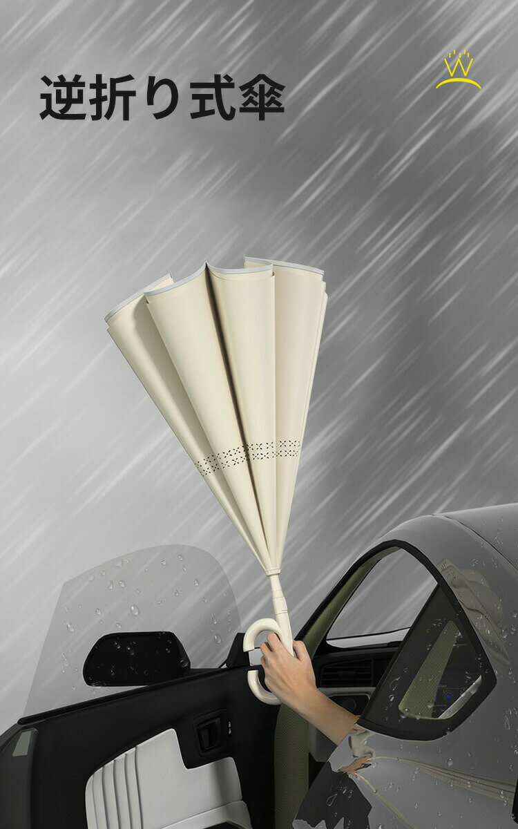 逆折り式傘 長雨傘 超撥水雨傘 8本骨 ワンタ...の紹介画像2