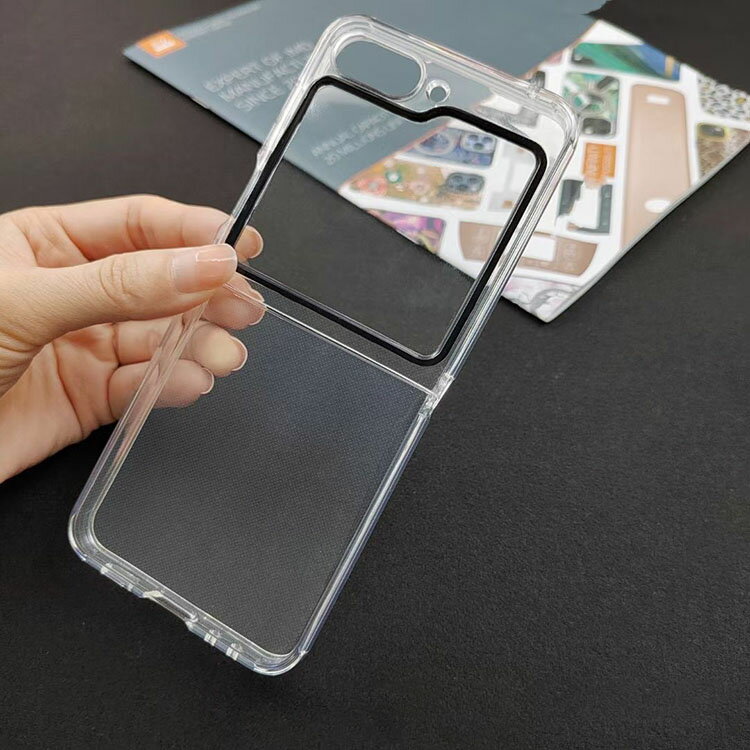 Samsung Galaxy Z Flip5 5G クリアケース 折りたたみ型 Androidスマホアクセサリー TPU PC プラスチック製 CASE 小スクリーン保護フィルム付き 耐衝撃 軽量 持ちやすい 全面保護 カッコいい 便利 実用 透明ケース ハードカバー 人気 背面カバー