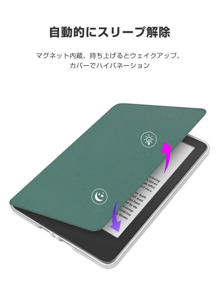 キンドル Kindle 6インチ 2024モデル ケース おしゃれ TPU&アクリル&PUレザー CASE オートスリープ スクリーン保護 手帳型カバー クリア ブック型 カッコいい マグネット内蔵 軽量タイプ 実用 便利性の高い 人気 快適に読書