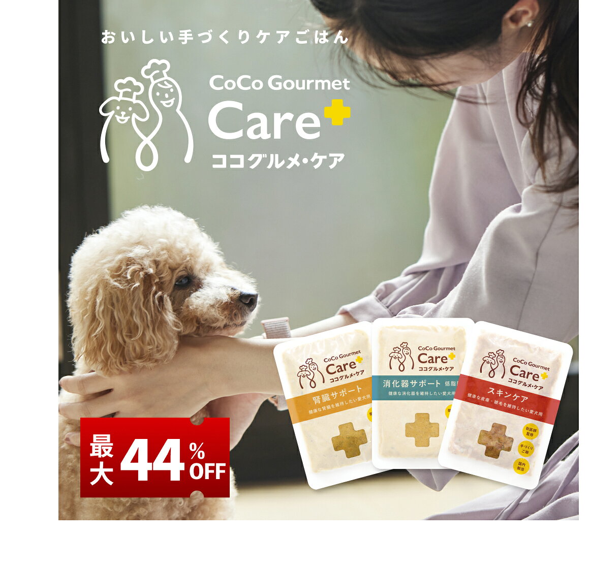 【最大44%OFF】＼スーパーSALE限定／ ココグルメ・ケア 手作りドッグフード 腎臓 消化器 スキンケア 療法食 国産 無添加 獣医師監修 グレインフリー ウェットフード ペットフード ご飯 トッピング 老犬 シニア 小型犬 子犬 お試し