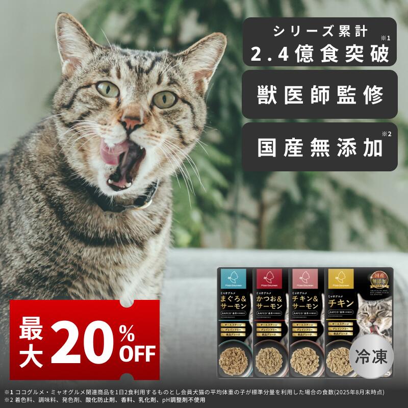 ＼最大20%OFF／【ご愛顧感謝デー限定】 ミャオグルメ・レトルト 手作りキャットフード 国内製造 無添加 獣医師監修 総合栄養食 グレインフリー ウェットフードペースト ペットフード ご飯 トッピング 子猫 シニア猫 老猫 お試し 常温保存