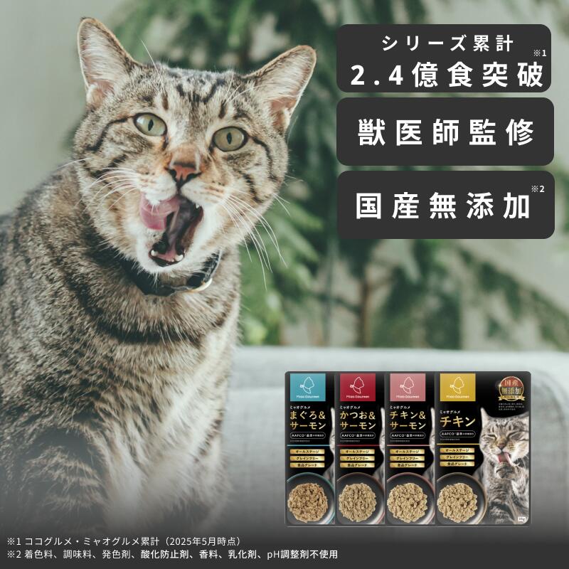 ミャオグルメ・レトルト 手作りキャットフード 国内製造 無添加 獣医師監修 総合栄養食 グレインフリー ウェットフードペースト ペットフード ご飯 トッピング 子猫 シニア猫 老猫 お試し 常温保存