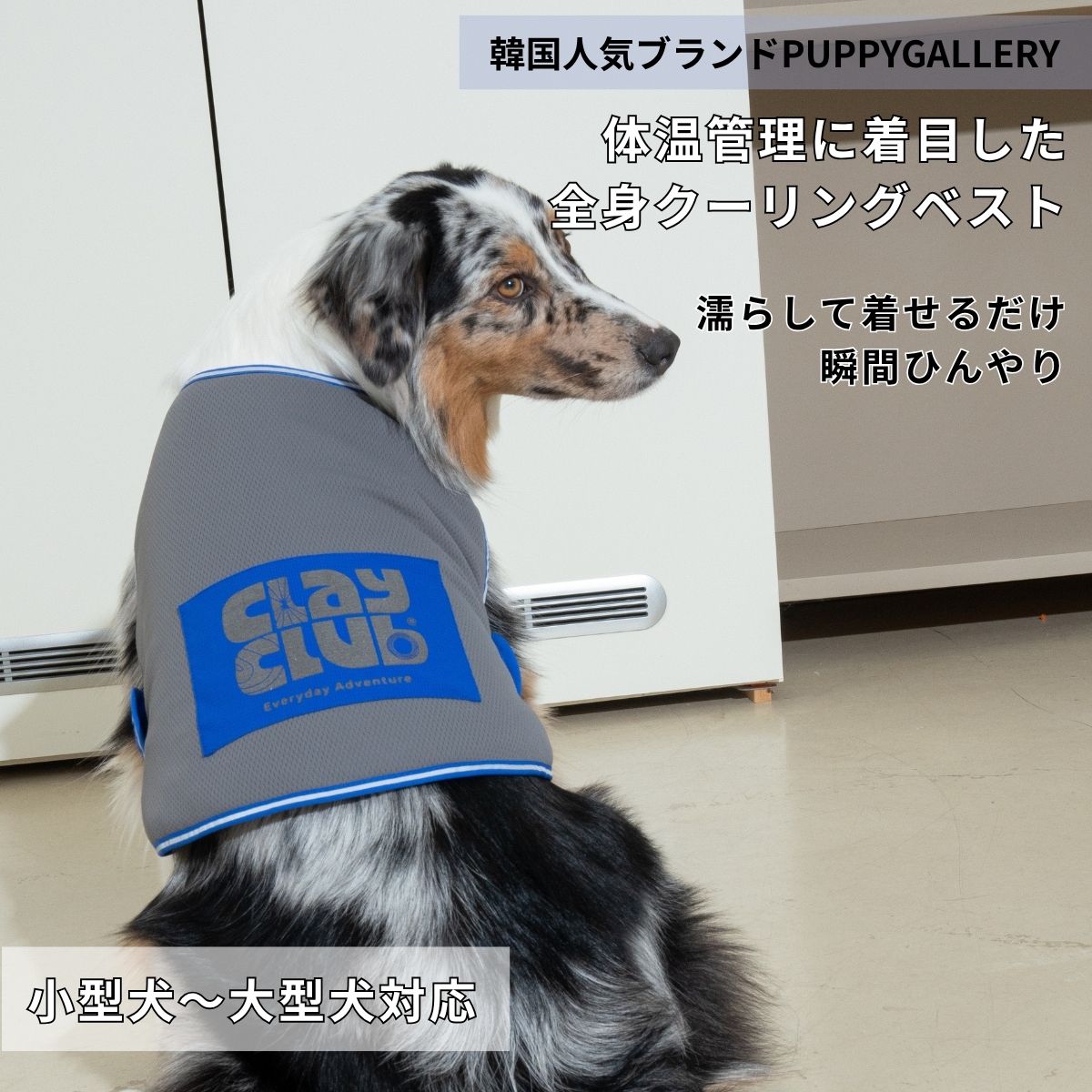 CLAY COOLING VEST 犬用 クーリングベスト 冷感ベスト 接触冷感 冷却ウェア 夏用 犬服 熱中症対策 濡らしてひんやり 軽量 アウトドア キャンプ 反射材付き