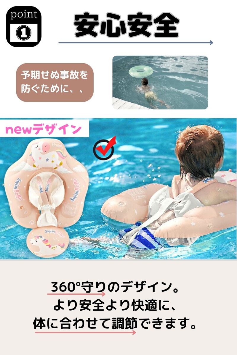 【新作】ベビー浮き輪 ベビーフロート 赤ちゃん 子供用 うきわ 首 屋根付き　0歳 1歳　2歳　3歳　4歳　5歳 スイミングリング 水泳 水遊び 知育用具 プール 可愛い 出産祝い　誕生日　プレゼント　ユニコーン　キッズ浮き輪　キッズ 3