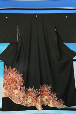 【レンタル】留袖 黒留袖 煉瓦花柄障子模様レンタル黒留袖 M寸〜L 着物レンタル 草履バッグ 小物一式 結婚式 安い 黒留袖/貸衣装/母親/親族/とめそで トメソデ/おまかせ★往復送料無料★複数割引fy16REN07