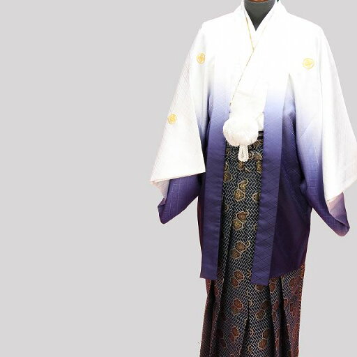 【レンタル】成人式袴 成人袴 卒業式 男性袴着物 貸衣装 男性袴4泊5日 フルセット 成人袴 白地 ぼかし碧紫羽織碧大名袴 ・成人式男性袴袴緑結婚式・イベント・パーティ・卒業式・成人式草履一式往復送料無料一部地域を除く結婚式★fy16REN07★