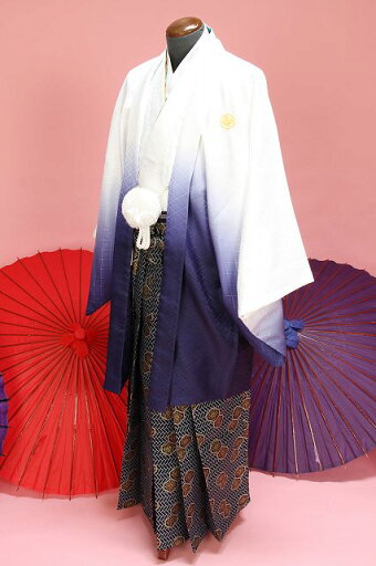 【レンタル】成人式袴 成人袴 卒業式 男性袴着物 貸衣装 男性袴4泊5日 フルセット 成人袴 白地 ぼかし碧紫羽織碧大名袴 ・成人式男性袴袴緑結婚式・イベント・パーティ・卒業式・成人式草履一式往復送料無料一部地域を除く結婚式★fy16REN07★