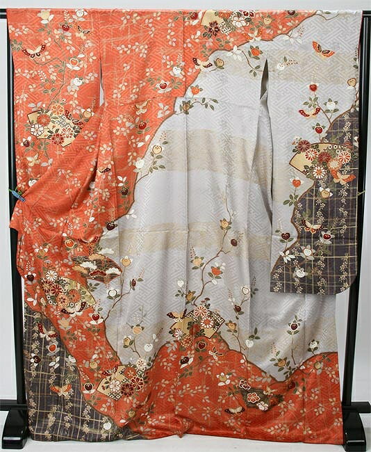 萩橘 華扇子に蝶々レンタル振袖M寸〜L寸正装・女性着物・・結婚式出席衣裳★fy16REN07★振袖レンタル 〔結婚式〕〔結納〕〔入学式〕〔卒業式〕〔パーティー〕〔女性和服〕〔振り袖〕〔rental〕〔貸衣装〕