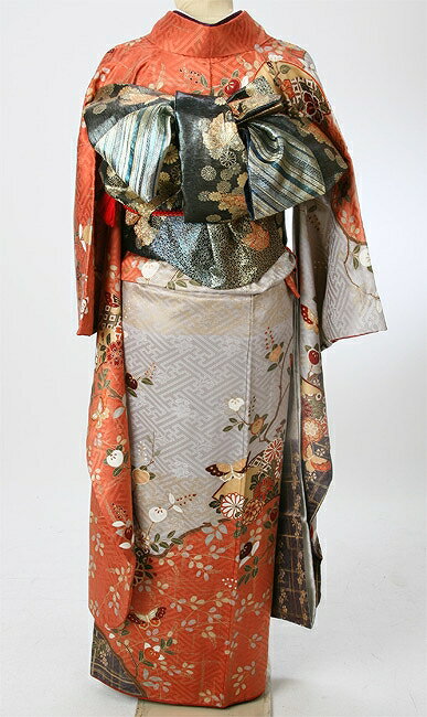 萩橘 華扇子に蝶々レンタル振袖M寸〜L寸正装・女性着物・・結婚式出席衣裳★fy16REN07★振袖レンタル 〔結婚式〕〔結納〕〔入学式〕〔卒業式〕〔パーティー〕〔女性和服〕〔振り袖〕〔rental〕〔貸衣装〕