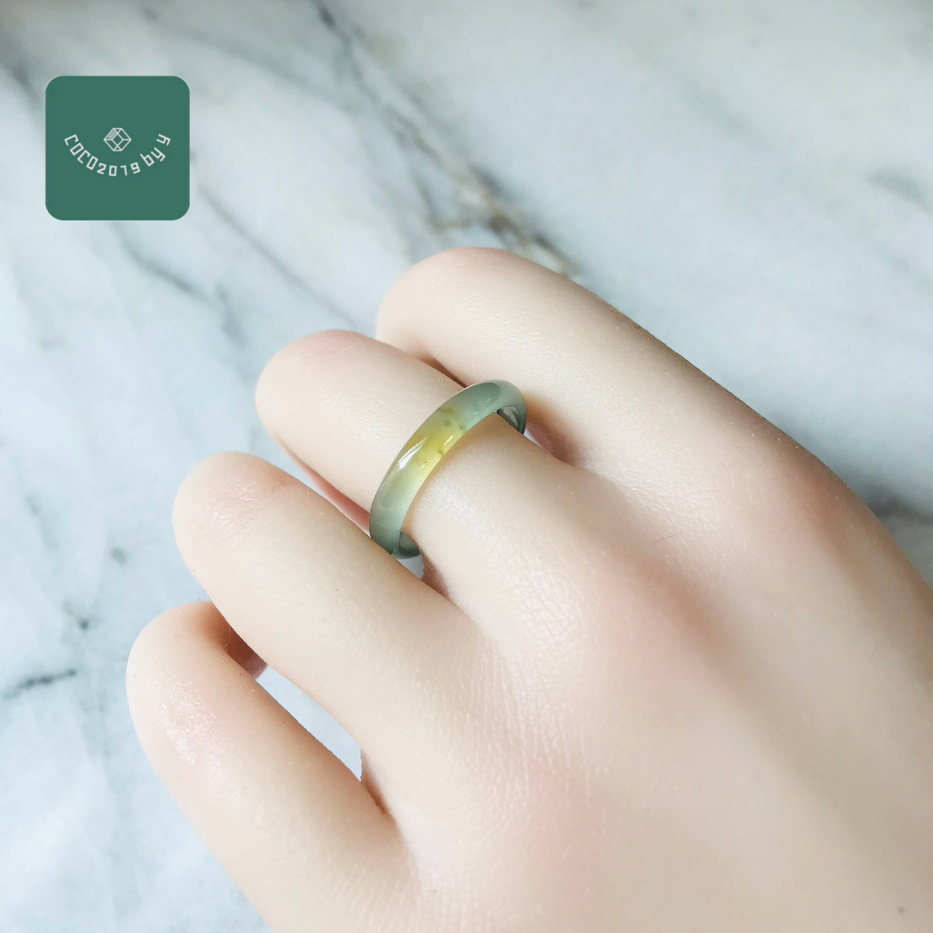 リング　グアテマラ産 翡翠　ヒスイ　jade くりぬきリング　19号　指輪　天然石　ヒスイ ひすい パワーストーン hisui 本翡翠 翡翠専門店 アクセサリー ジュエリー戒圈 大人かわいい　緑　黄