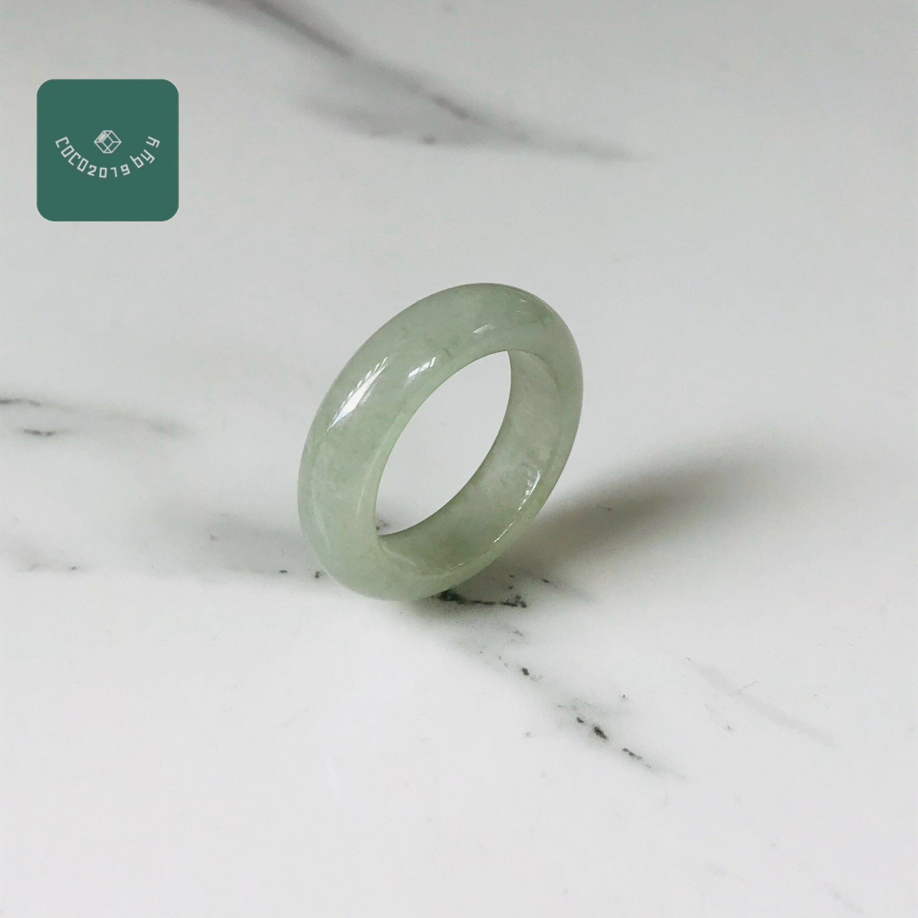 リング　ミャンマー産 翡翠　ヒスイ　jade くりぬきリング　16号　指輪　天然石　...