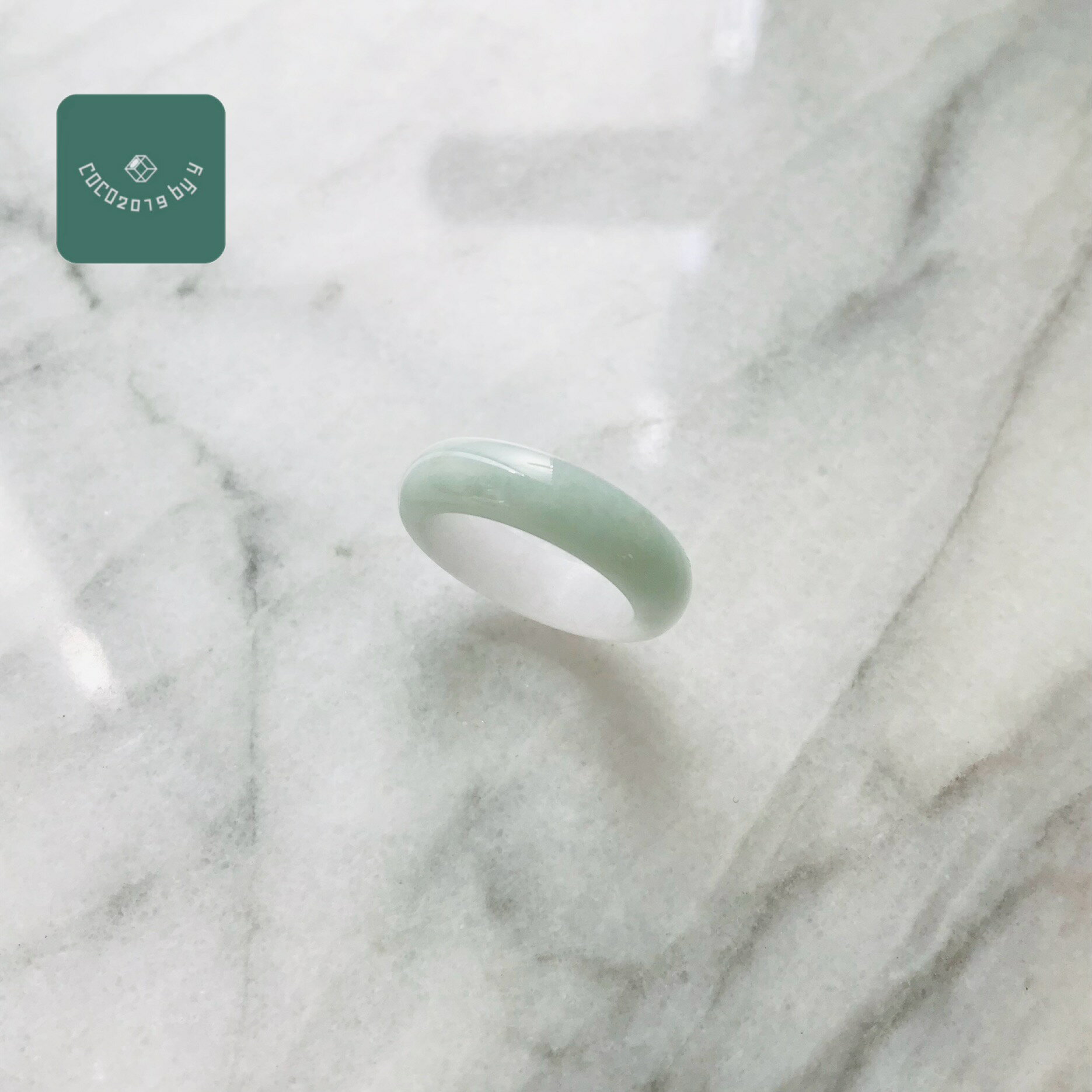 樂天商城 - リング　ミャンマー産 翡翠　ヒスイ　jade くりぬきリング　11号　指輪　天然石　ヒスイ ひすい パワーストーン hisui 本翡翠 翡翠専門店 アクセサリー ジュエリー戒圈 大人かわいい　緑　白