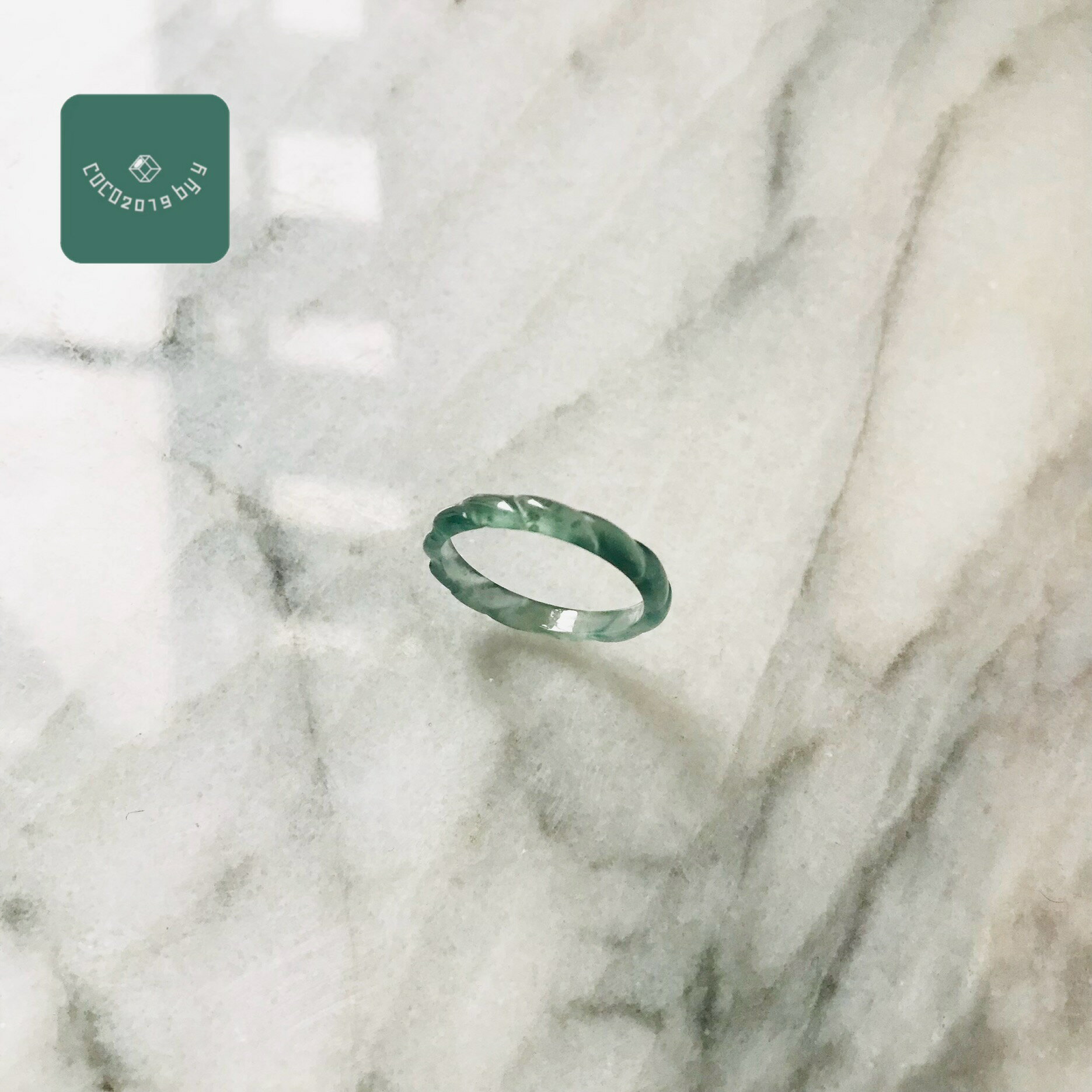 乐天商城 - リング　グアテマラ産 翡翠　ヒスイ　jade くりぬきリング　14.5号　指輪　天然石　ヒスイ ひすい パワーストーン hisui 本翡翠 翡翠専門店 アクセサリー ジュエリー戒圈 大人かわいい　緑　青