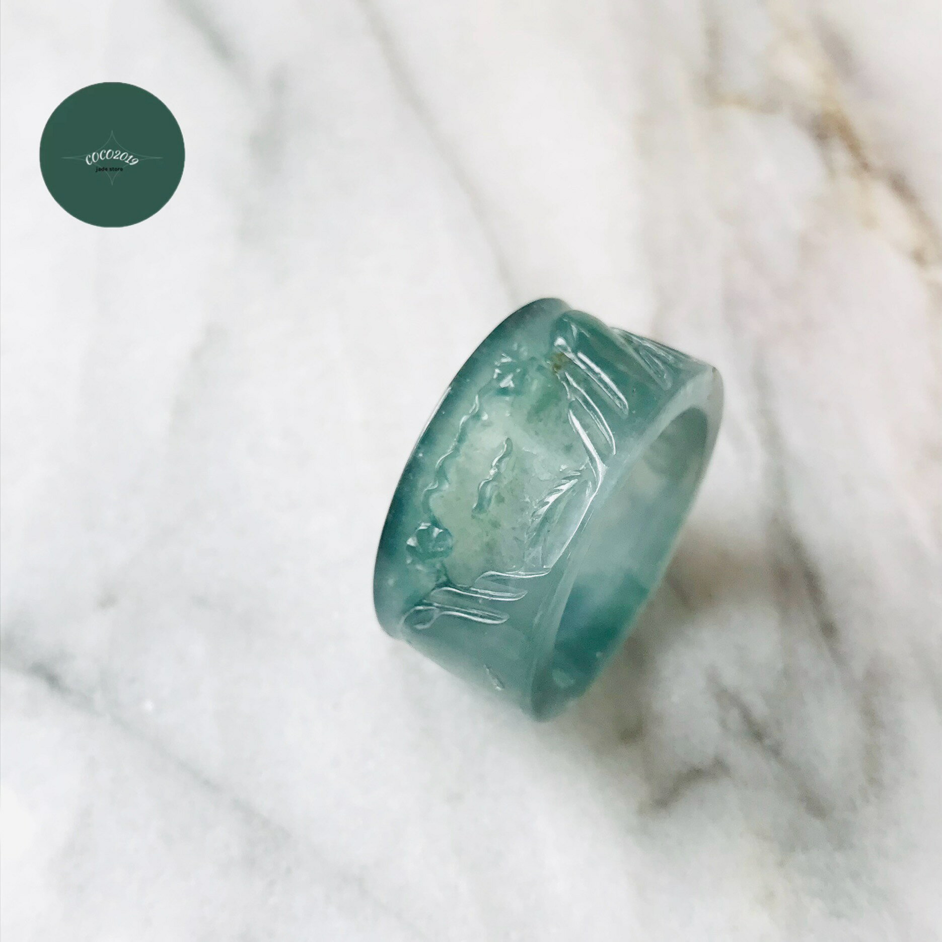 グアテマラ産 翡翠　ヒスイ　jade くりぬき　リング　天然石　指輪　山水　25号　ヒスイ ひすい パワーストーン hisui 本翡翠 翡翠専門店 アクセサリー 戒圈