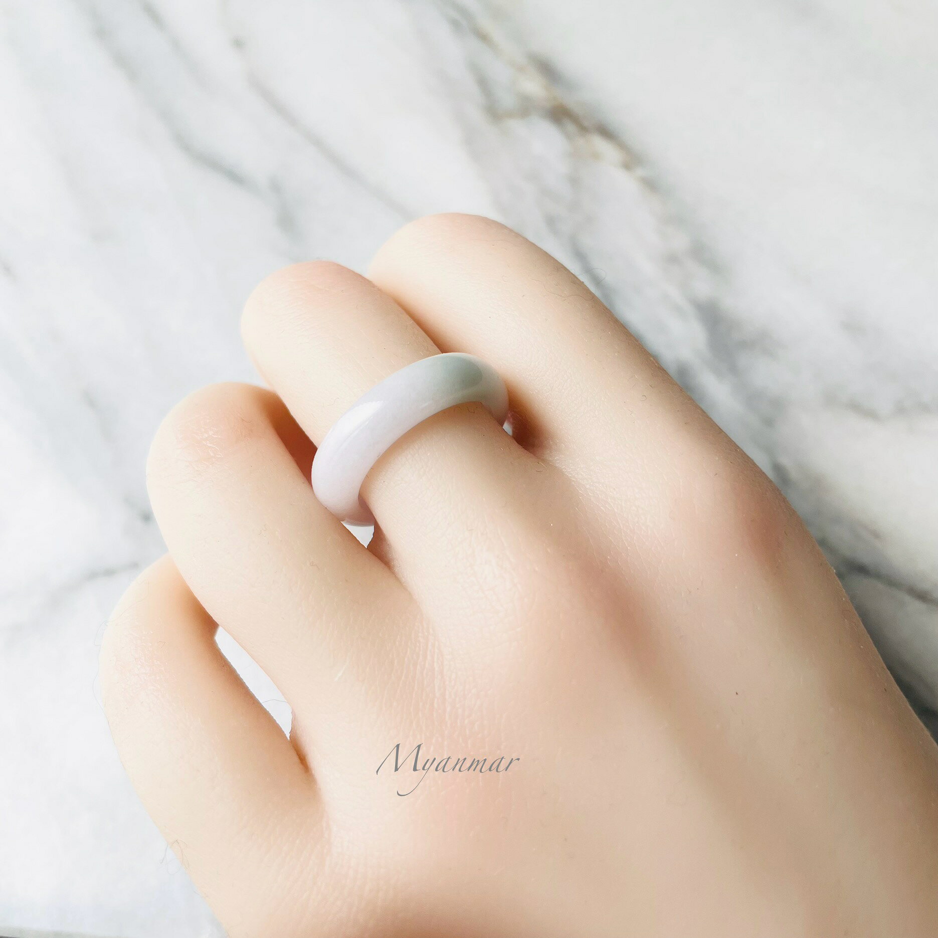COCO2019 jade store 翡翠専門店のリング　ミャンマー産 翡翠　ヒスイ　jade くりぬきリング　13.5号　指輪　天然石　ヒスイ ひすい パワーストーン hisui 本翡翠 翡翠専門店 アクセサリー ジュエリー戒圈 大人かわいい　ラベンダー　春｜アングル2