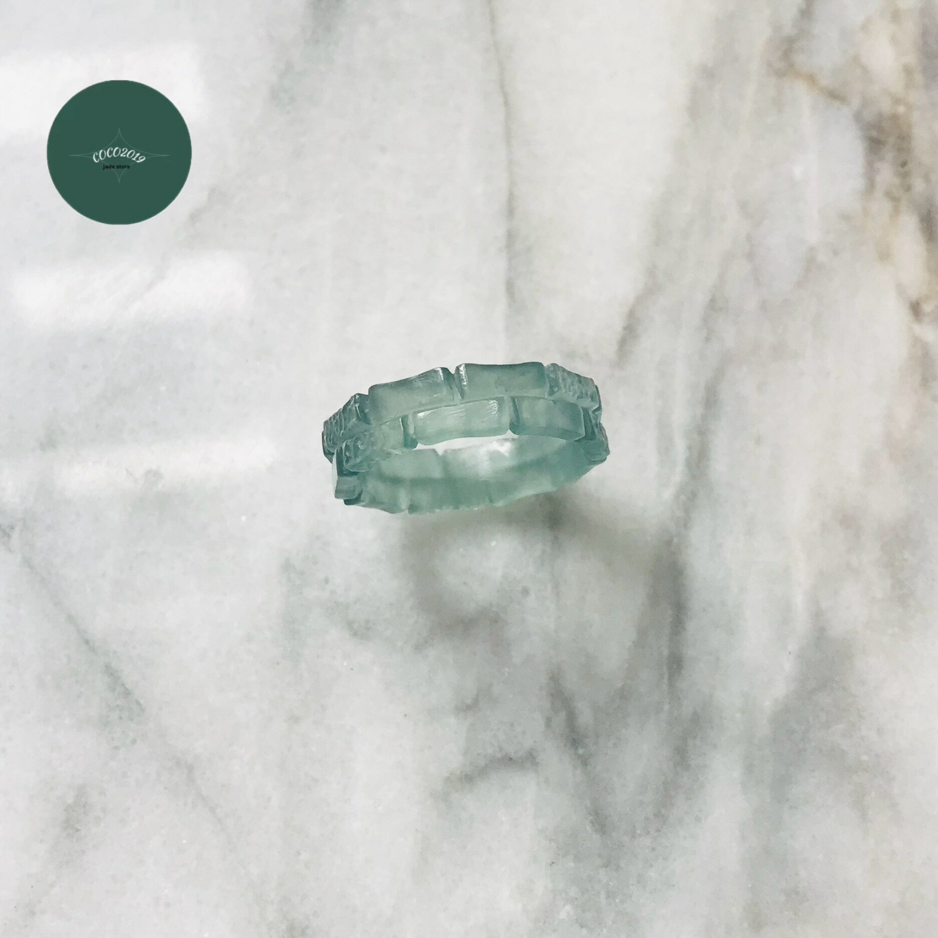 リング　グアテマラ産 翡翠　ヒスイ　jade くりぬきリング　13.5号　指輪　天然石　ヒスイ ひすい パワーストーン hisui 本翡翠 翡翠専門店 アクセサリー ジュエリー戒圈 大人かわいい　緑　青