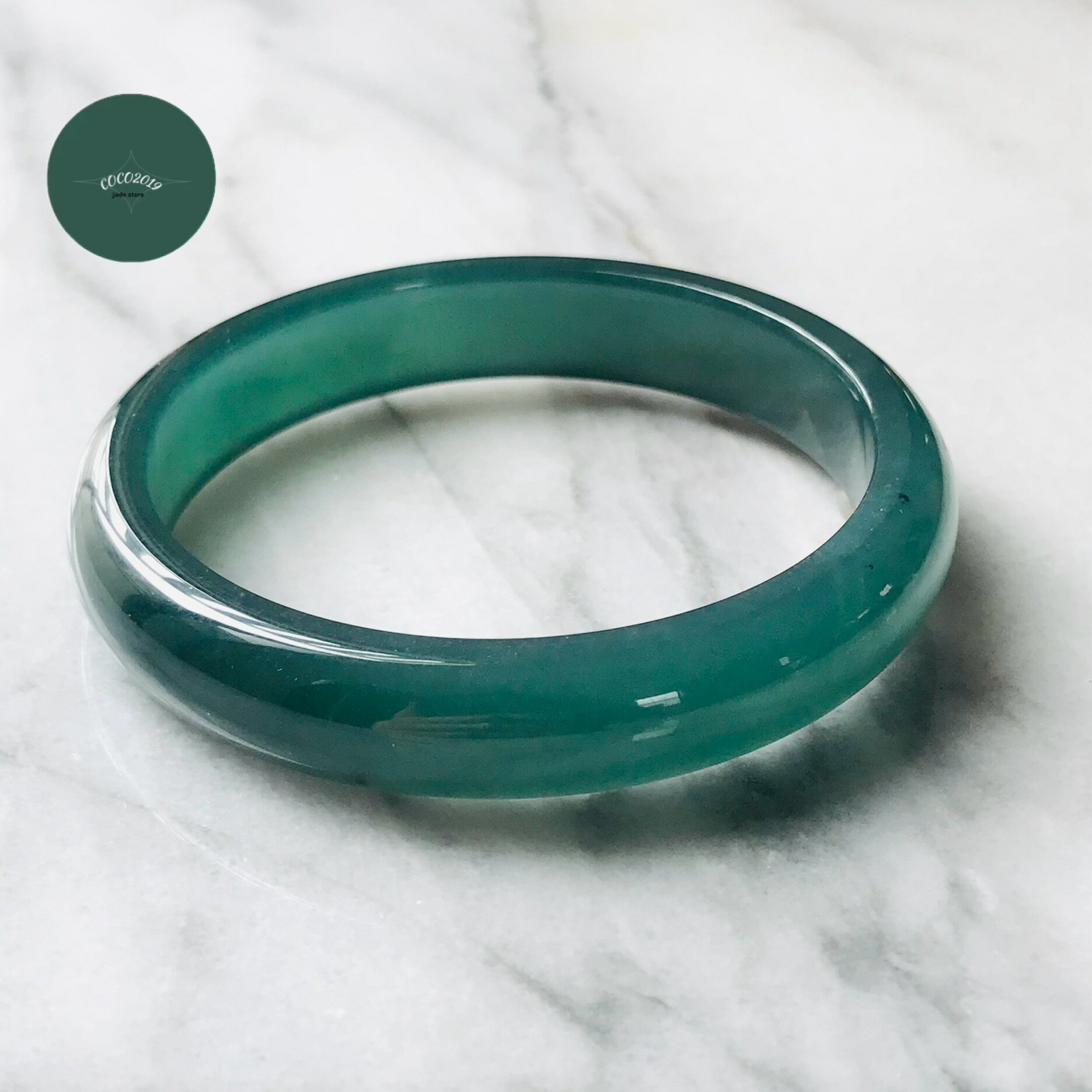 樂天商城 - グアテマラ産 翡翠　ヒスイ　jade バングル ブレスレット　57.9mm　ヒスイ ひすい パワーストーン hisui 本翡翠 翡翠専門店 アクセサリー ジュエリー 手镯　青　緑