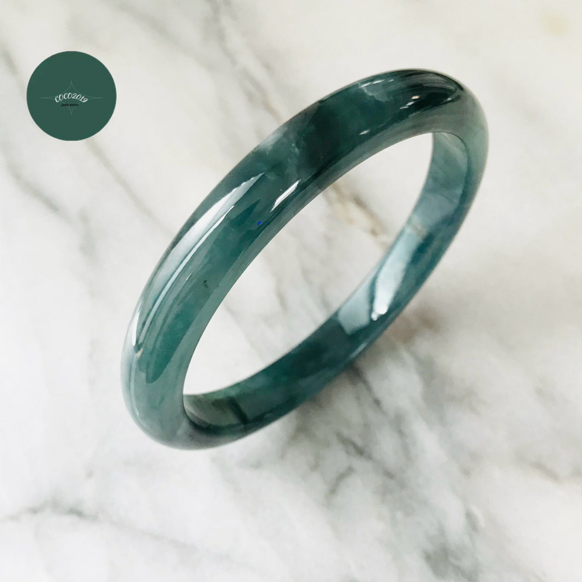 乐天商城 - グアテマラ産 翡翠　ヒスイ　jade バングル ブレスレット　60.5mm ヒスイ ひすい パワーストーン hisui 本翡翠 翡翠専門店 アクセサリー ジュエリー 手镯　青　緑
