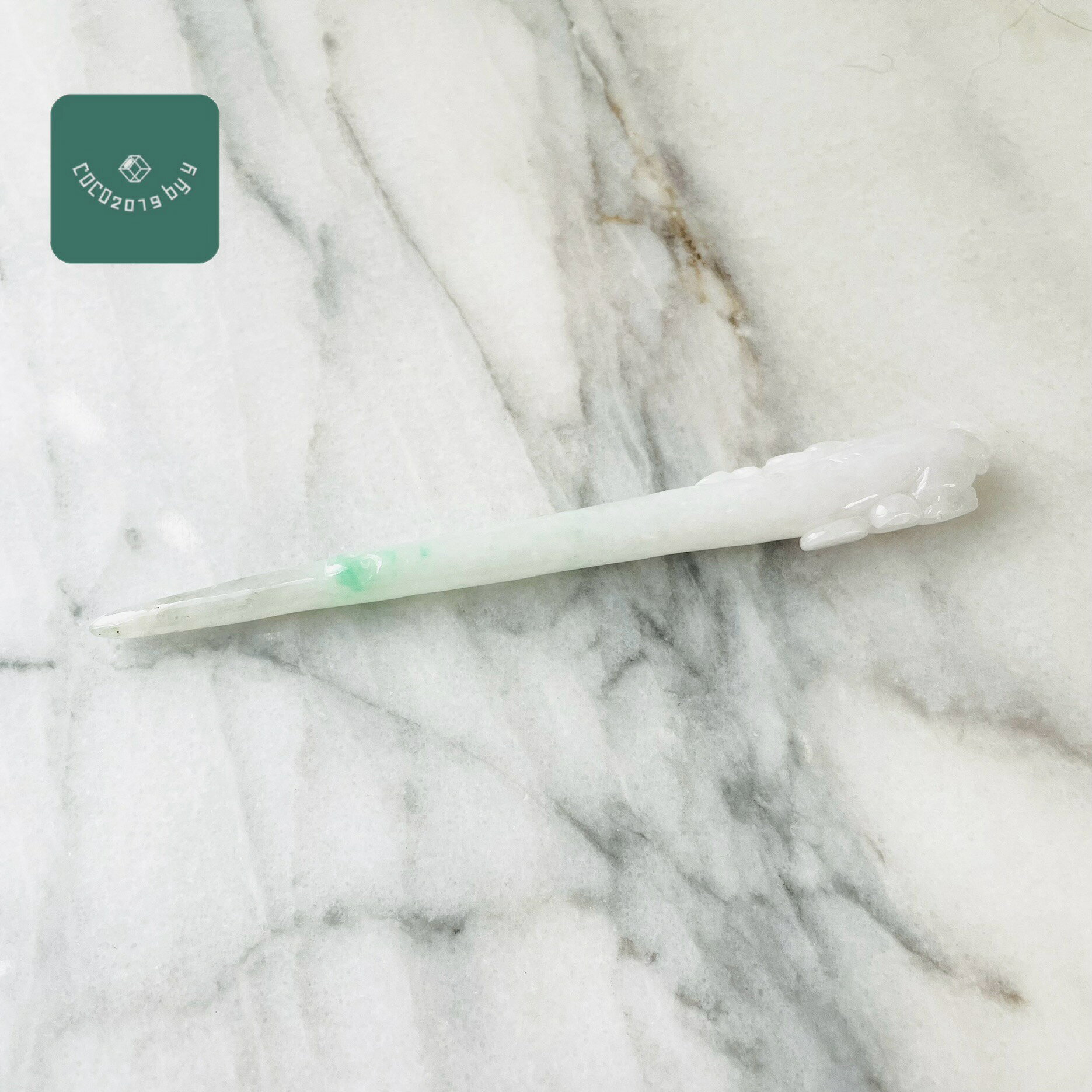 ミャンマー産 翡翠　ヒスイ　jade かんざし　ヘアアクセサリー　カービング　彫刻　一点もの　希少　天然石　 彫刻　ヒスイ ひすい パワーストーン hisui 本翡翠 翡翠専門店 アクセサリー　O513-001 馬　ホース