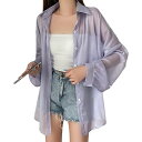 Bvaeocl UVカット カーディガン レディース 透け感 日焼け対策ウェア 日焼け止め服 冷房対策 ブラウス 長袖シャツ お洒落 シンプル 体型カバー 着痩...