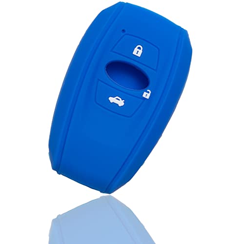 [MALAKO] スバル 車用 スマートキーカバー シリコン 三つボタン スマートキーケース スバル レヴォーグ レガシィ フォレスター B4 インプレッサ G4 WRX S4 STI XV スマピタくん K15 専用設計 カバー キーケース キーカバー キーレス キーホルダー (青)