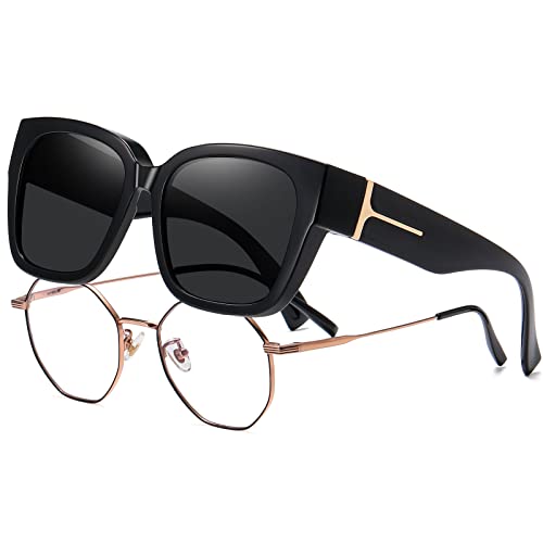 [KANASTAL] オーバーサングラス メガネの上から掛けられる 偏光 UV400 紫外線カット 運転用 釣り スポーツ メンズ