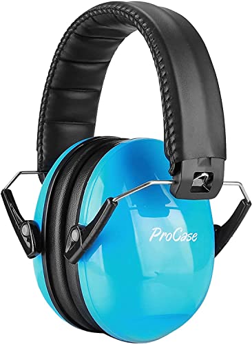 [ProCase] キッズ/大人兼用 騒音防止の安全イヤーマフ、遮音 聴覚過敏 調整可能なヘッドバンド付き 耳カバー 耳あて 聴覚保護ヘッドフォン、ノイズ減少率：NRR 21dB（SNR 27dB） －ブルー