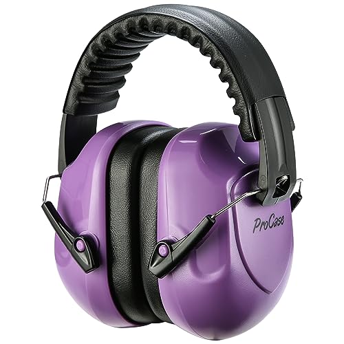 [ProCase] 大人用 防音イヤーマフ、遮音 調整可能なヘッドバンド付き 耳カバー 耳あて 聴覚保護ヘッドフォン、ノイズ減少率：NRR 28dB -オールパープル