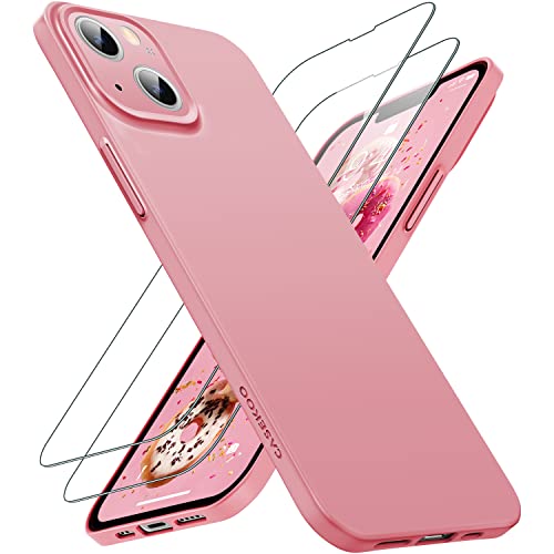 「ほぼ裸」CASEKOO iPhone 13 用 ケース ガラスフィルム付属 指紋防止 薄型 軽量 さらさら手触り 画面レンズ保護 ハードケース あいふぉん13 薄い カバー