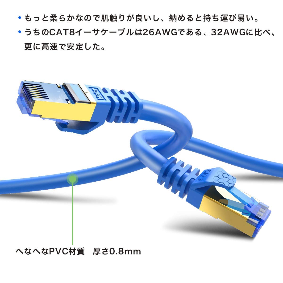 ������̵����10m LAN�����֥� CAT8 Veetop 40Gbps 2000MHz 26AWG ͭ����󤱡��֤� RJ45 ���ͥ��� ���ޤ��ɻ� Ķ��® �ѥ����� mac �롼���� ��ǥ� ps4 PS5 Xbox one�����б��������ͥåȥ����֥�