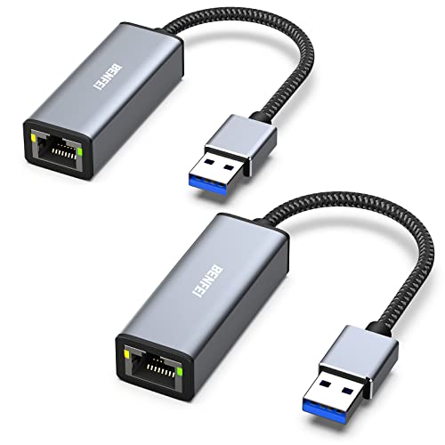 BENFEI 2 LLANA_v^ USB 3.0 - C[TlbgA_v^[AUSB 3.0-10/100/1000Mbps  RJ45 MKrbgC[Tlbg LAN lbg[NA_v^[ MacBook Pro 2022/2021/2020AMacBook Air ȂǂɑΉ