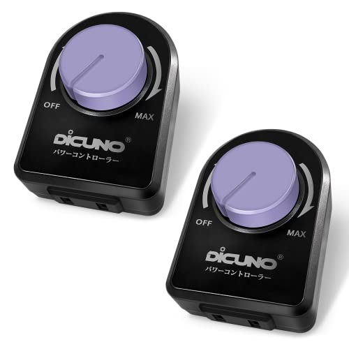 DiCUNO パワーコントローラー 光量調節 スピードコントローラー 温度調整 電気はんだごて 風量調節 扇風機 使用範囲200W以下 AC100V 調光スイッチ（LED電球 、CFL 、白熱灯） 黒い 2個入