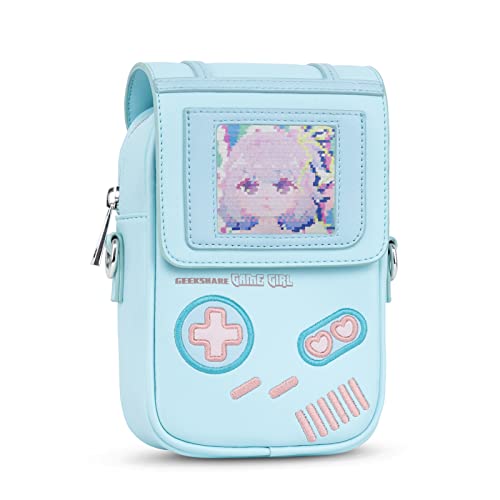 GeekShare ポシェット 女の子 スマホポーチ ガールズバッグ 財布 可愛い 軽量 斜め掛けバッグ 調整可能 肩紐 防水 汚れ防止 ファスナー 多機能 小物入れ Blue 